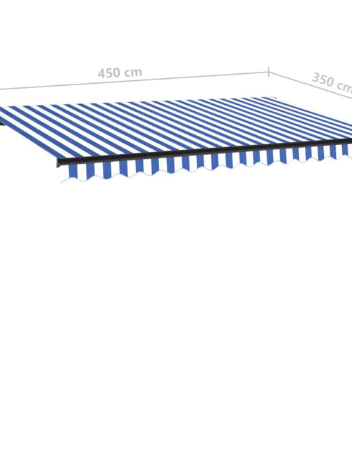 Încărcați imaginea în vizualizatorul Galerie, Copertină retractabilă manual, albastru și alb, 450x350 cm
