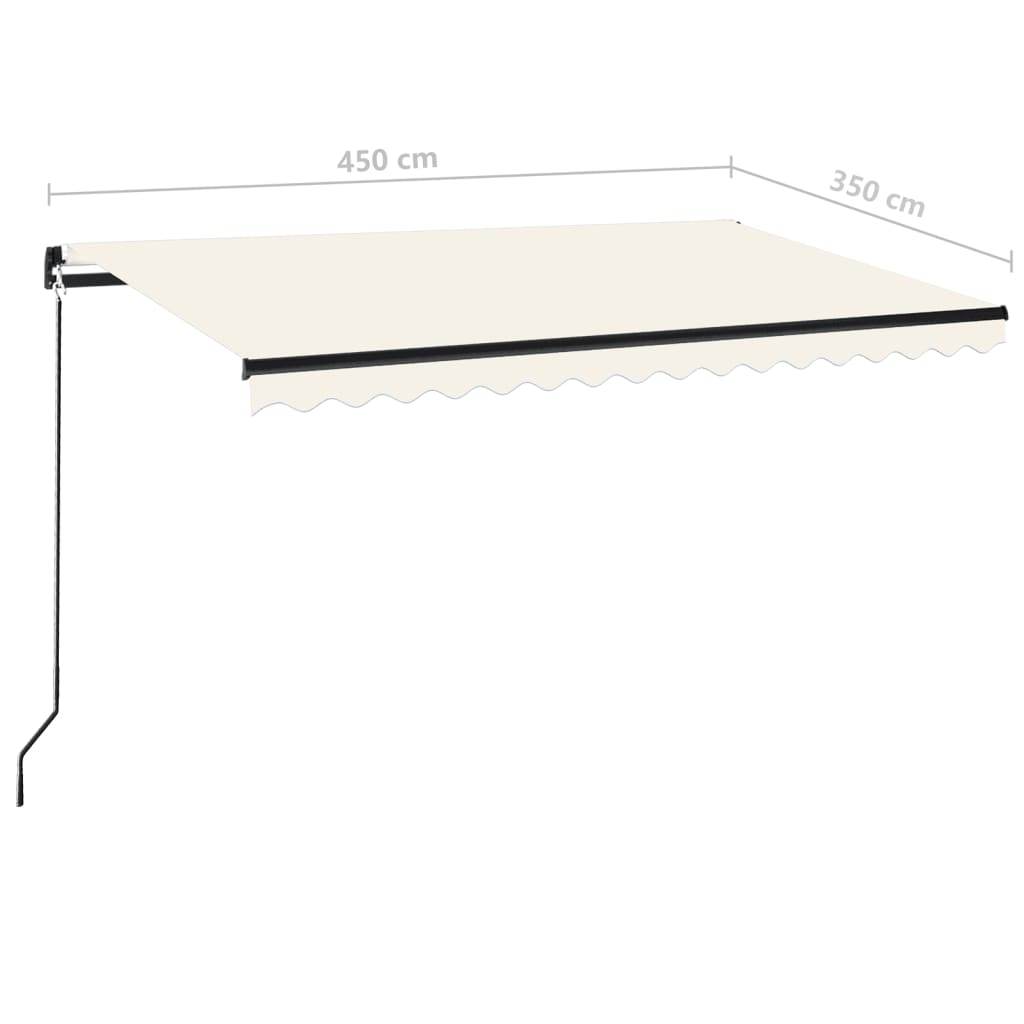 Copertină retractabilă manual, crem, 450x350 cm