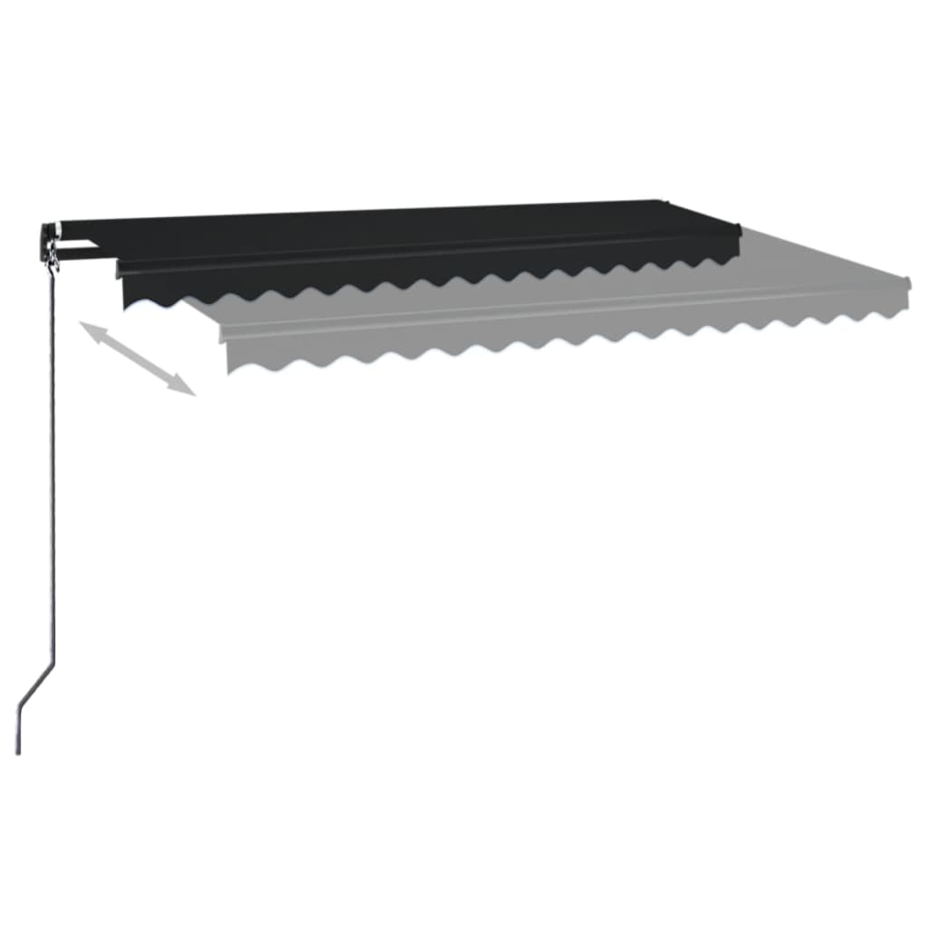 Copertină manuală retractabilă, cu LED, antracit, 450x350 cm