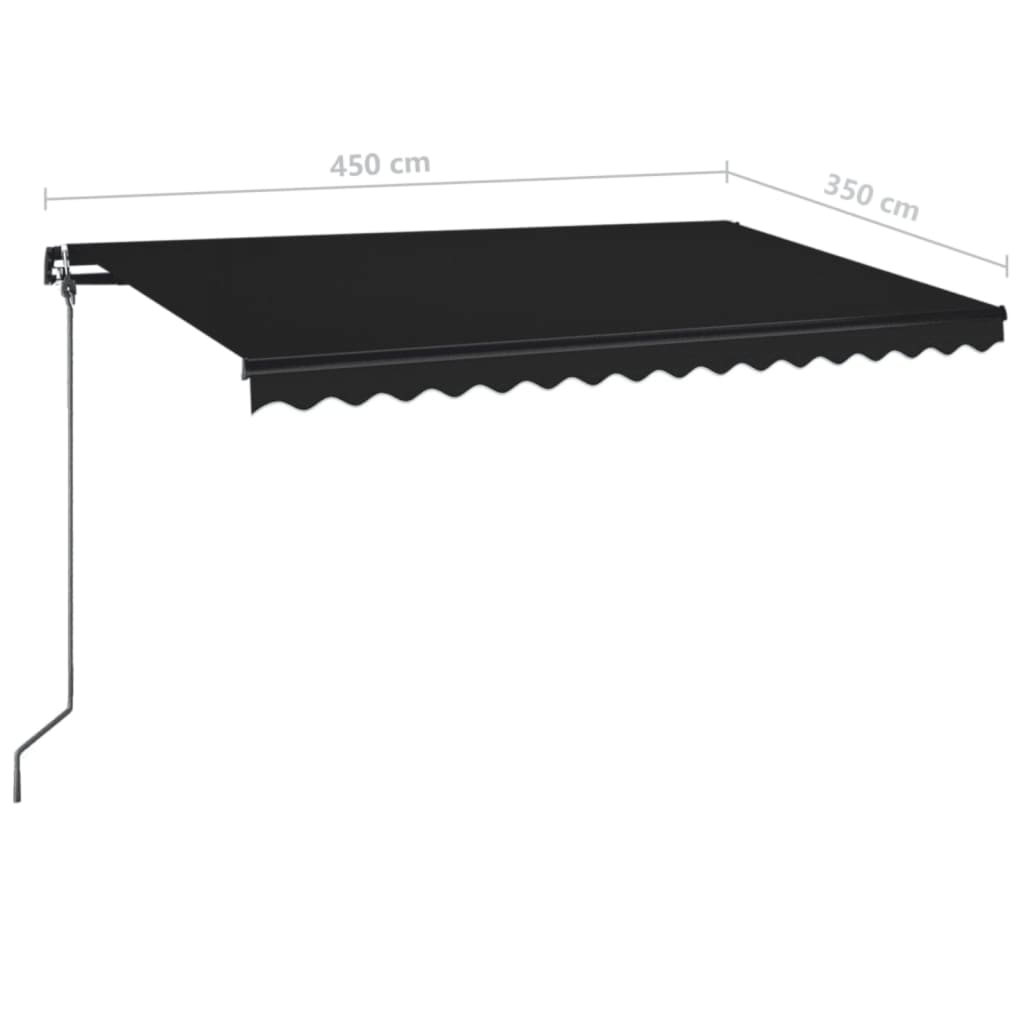 Copertină manuală retractabilă, cu LED, antracit, 450x350 cm