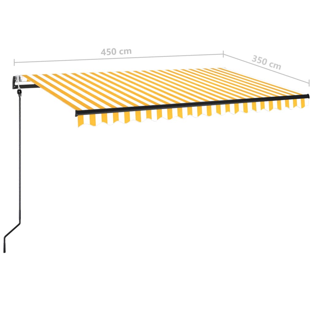 Copertină retractabilă automat, galben și alb, 450x350 cm