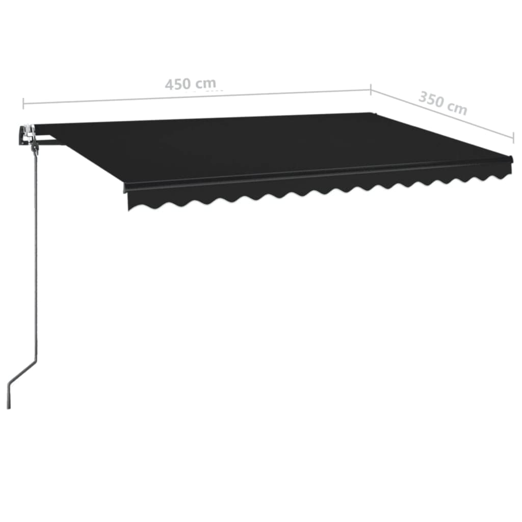 Copertină automată cu LED & senzor vânt, antracit, 450x350 cm