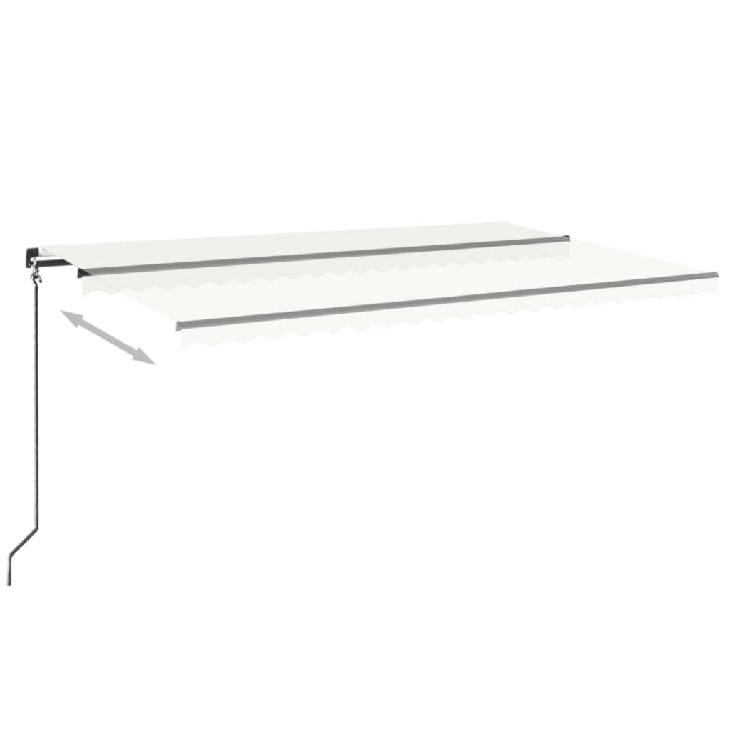 Copertină retractabilă manual cu LED, crem, 500x350 cm