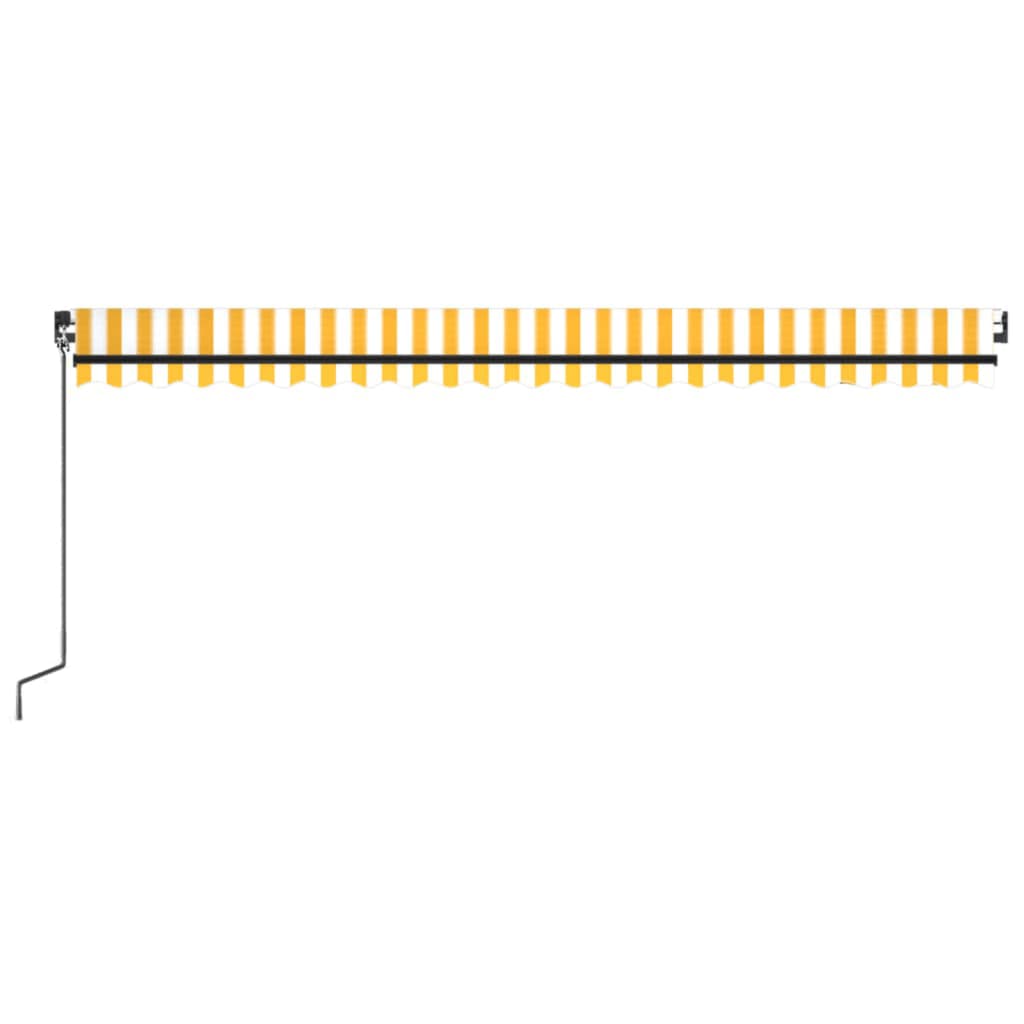 Copertină retractabilă manual cu LED, galben și alb, 500x350 cm