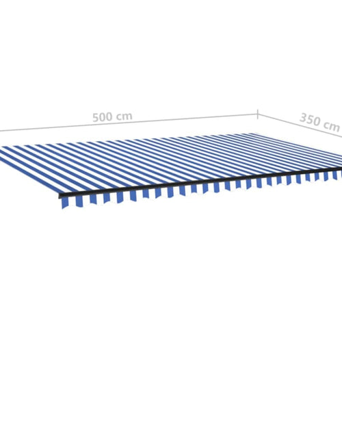 Încărcați imaginea în vizualizatorul Galerie, Copertină retractabilă automat, albastru și alb, 500x350 cm

