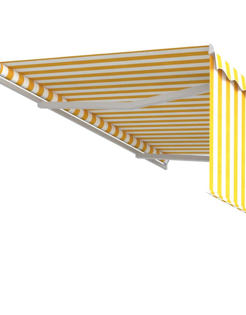 Încărcați imaginea în vizualizatorul Galerie, Copertină retractabilă manual cu stor, galben &amp; alb, 3x2,5 m
