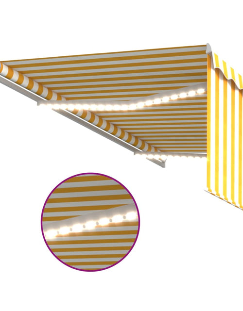 Încărcați imaginea în vizualizatorul Galerie, Copertină retractabilă manual cu stor&amp;LED galben &amp; alb 3x2,5 m - Lando
