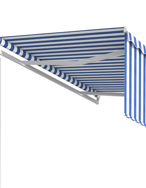 Загрузите изображение в средство просмотра галереи, Copertină retractabilă automat cu stor, albastru&amp;alb, 3,5x2,5 m
