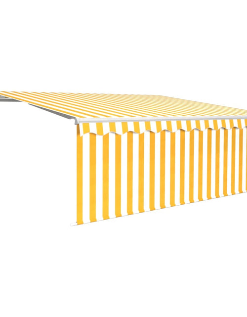 Încărcați imaginea în vizualizatorul Galerie, Copertină retractabilă manual cu stor, galben&amp;alb, 4x3 m - Lando
