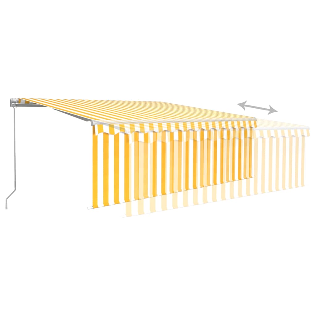 Copertină retractabilă manual cu stor, galben&alb, 4x3 m - Lando