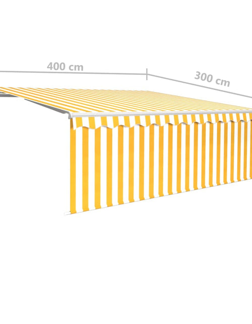 Загрузите изображение в средство просмотра галереи, Copertină retractabilă manual cu stor, galben&amp;alb, 4x3 m - Lando
