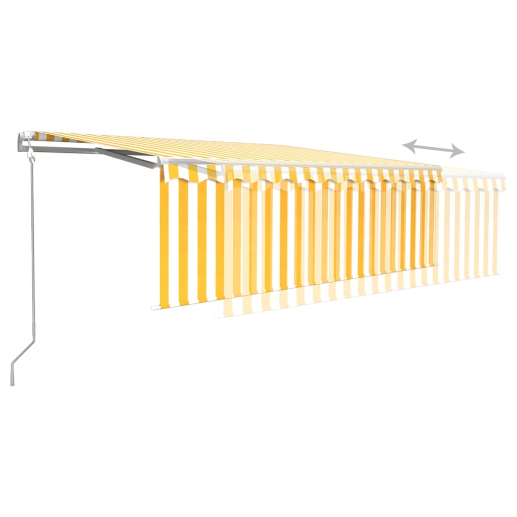 Copertină retractabilă automat cu stor, galben&alb, 4x3 m - Lando