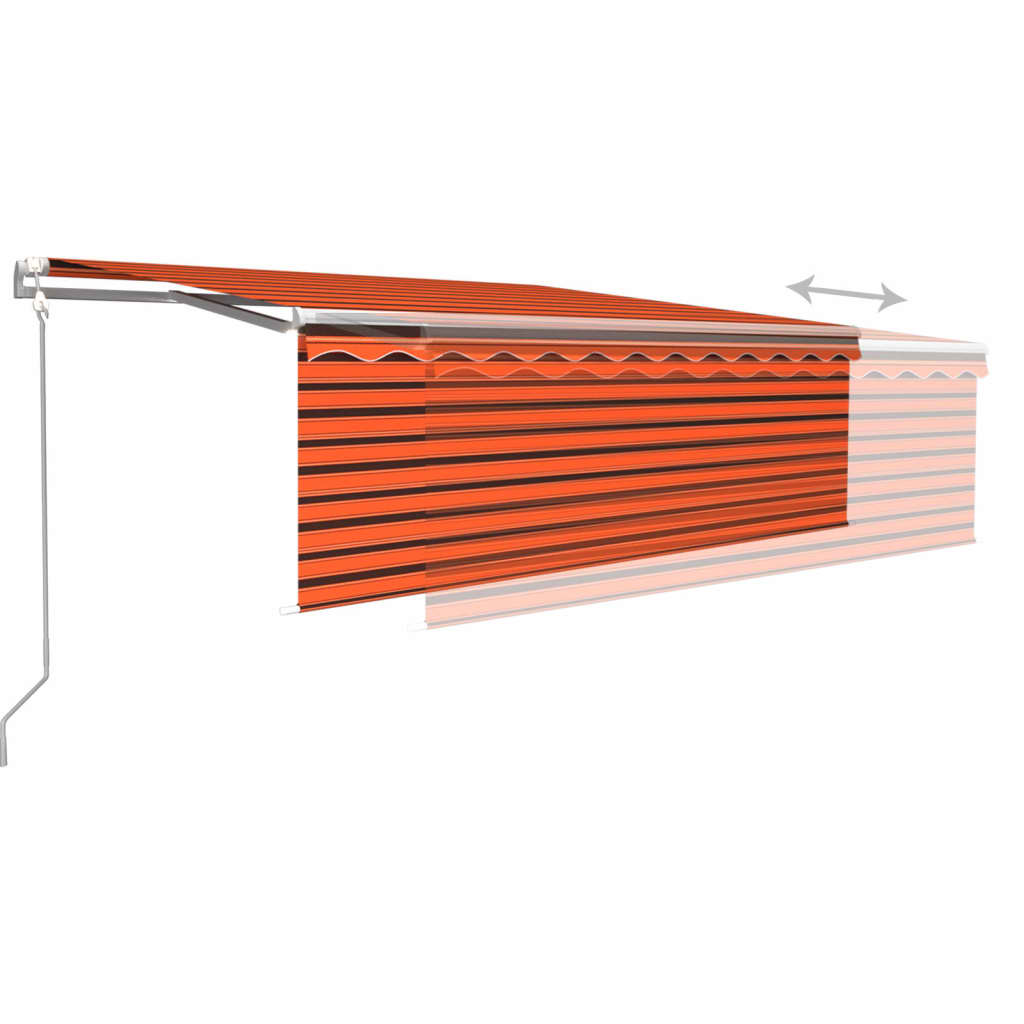 Copertină retractabilă automat cu stor, portocaliu&maro, 4x3 m