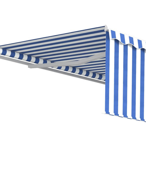 Загрузите изображение в средство просмотра галереи, Copertină retractabilă manual cu stor, albastru&amp;alb, 4,5x3 m
