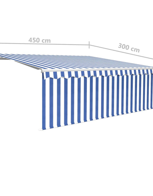 Загрузите изображение в средство просмотра галереи, Copertină retractabilă manual cu stor, albastru&amp;alb, 4,5x3 m
