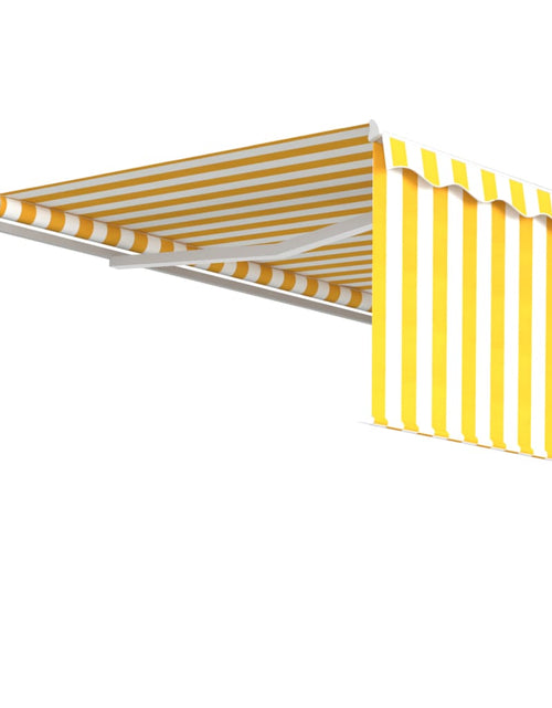 Загрузите изображение в средство просмотра галереи, Copertină retractabilă manual cu stor, galben&amp;alb, 4,5x3 m
