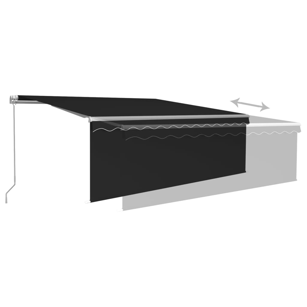 Copertină retractabilă manual cu stor, antracit, 4,5x3 m