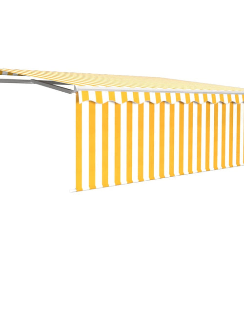 Încărcați imaginea în vizualizatorul Galerie, Copertină retractabilă automat cu stor, galben&amp;alb, 4,5x3 m
