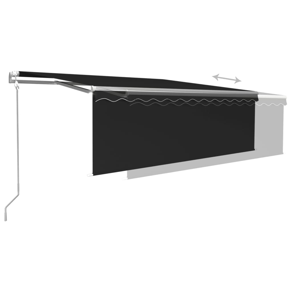 Copertină retractabilă automat cu stor, antracit, 4,5x3 m