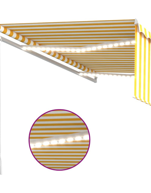 Загрузите изображение в средство просмотра галереи, Copertină automată cu stor&amp;LED&amp;senzor vânt galben&amp;alb, 4,5x3 cm
