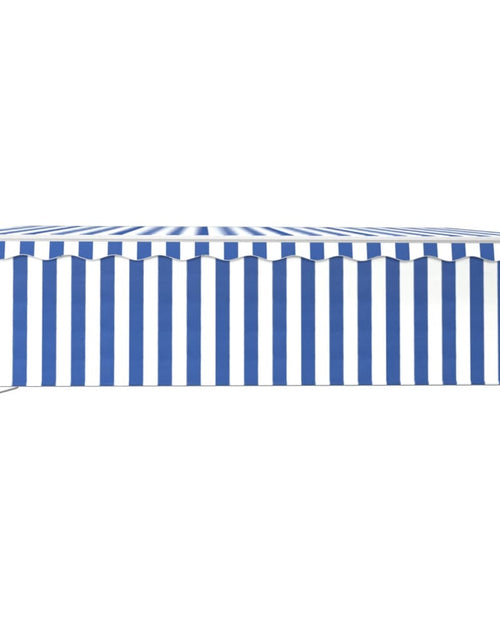 Загрузите изображение в средство просмотра галереи, Copertină retractabilă manual cu stor, albastru&amp;alb, 5x3 m
