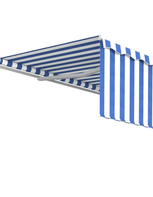 Загрузите изображение в средство просмотра галереи, Copertină retractabilă manual cu stor, albastru&amp;alb, 5x3 m

