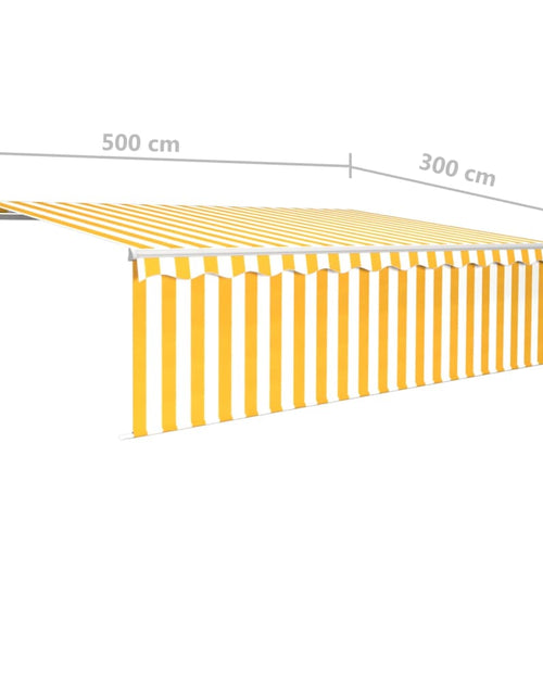 Încărcați imaginea în vizualizatorul Galerie, Copertină retractabilă manual cu stor, galben&amp;alb, 5x3 m
