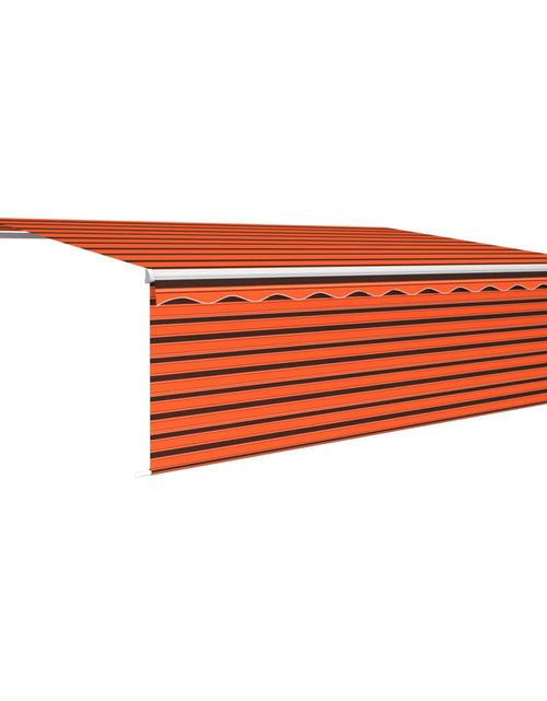 Încărcați imaginea în vizualizatorul Galerie, Copertină retractabilă manual, cu stor, portocaliu&amp;maro, 5x3 m - Lando
