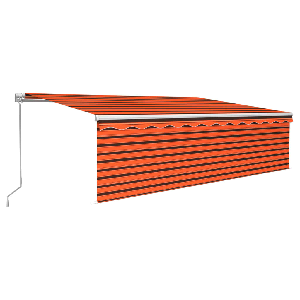 Copertină retractabilă manual, cu stor, portocaliu&maro, 5x3 m - Lando