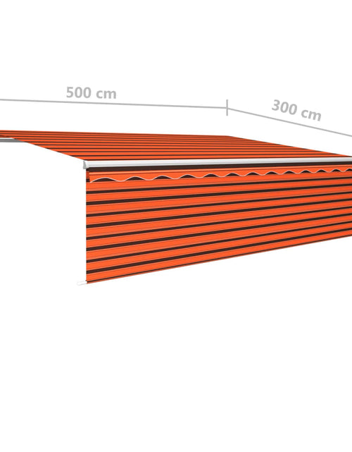 Încărcați imaginea în vizualizatorul Galerie, Copertină retractabilă manual, cu stor, portocaliu&amp;maro, 5x3 m - Lando
