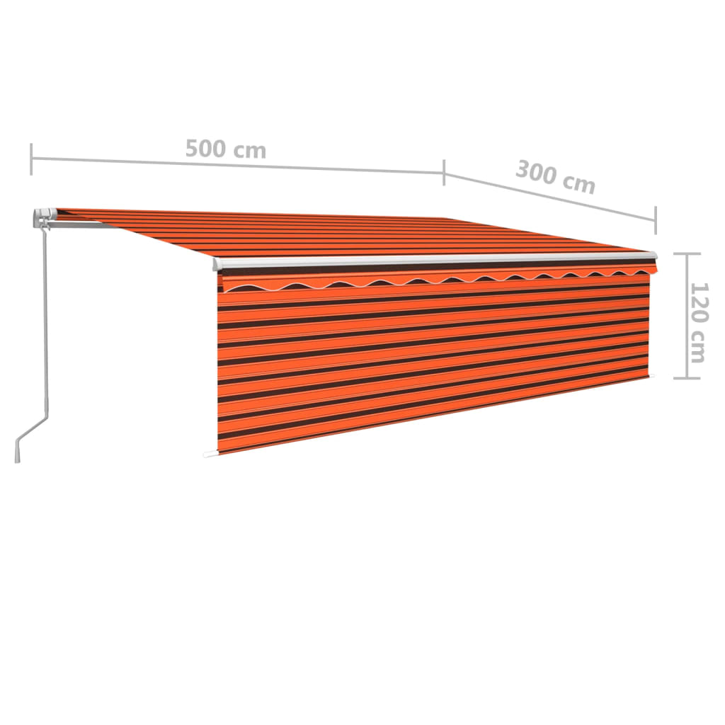 Copertină retractabilă manual, cu stor, portocaliu&maro, 5x3 m - Lando