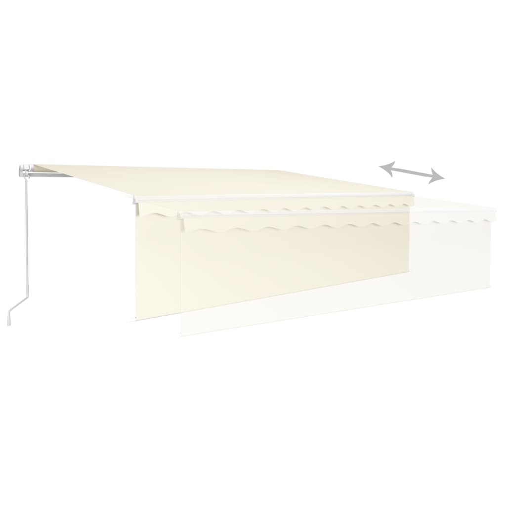 Copertină retractabilă manual cu stor&LED, crem, 5x3 m