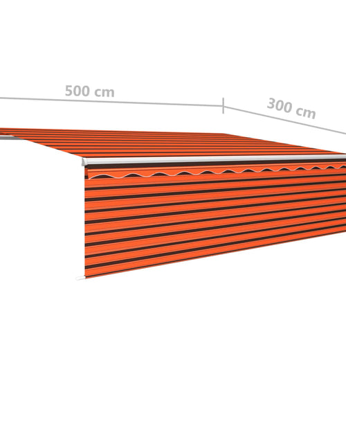 Încărcați imaginea în vizualizatorul Galerie, Copertină retractabilă manual cu stor&amp;LED, portocaliu&amp;maro 5x3m
