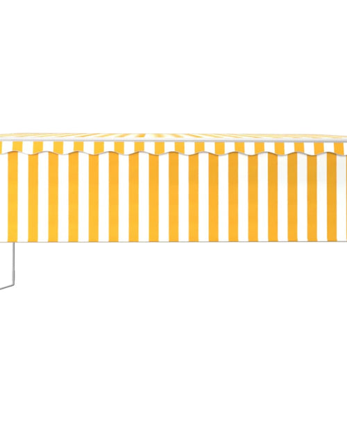 Загрузите изображение в средство просмотра галереи, Copertină retractabilă automat cu stor, galben&amp;alb, 5x3 m
