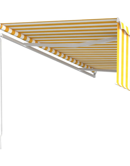 Încărcați imaginea în vizualizatorul Galerie, Copertină retractabilă automat cu stor, galben&amp;alb, 5x3 m
