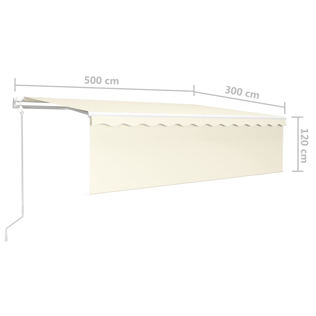 Copertină retractabilă automat stor&LED&senzor vânt, crem, 5x3m