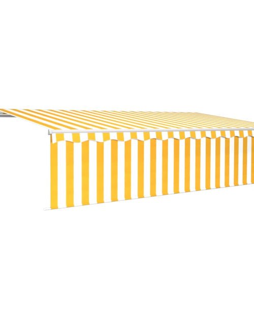 Încărcați imaginea în vizualizatorul Galerie, Copertină retractabilă manual cu stor, galben&amp;alb, 6x3 m
