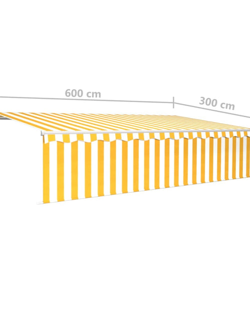 Încărcați imaginea în vizualizatorul Galerie, Copertină retractabilă manual cu stor, galben&amp;alb, 6x3 m
