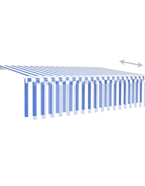 Încărcați imaginea în vizualizatorul Galerie, Copertină retractabilă manual cu stor&amp;LED, albastru&amp;alb, 6x3 m
