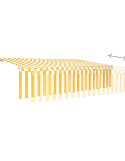 Загрузите изображение в средство просмотра галереи, Copertină retractabilă manual cu stor&amp;LED, galben&amp;alb, 6x3 m
