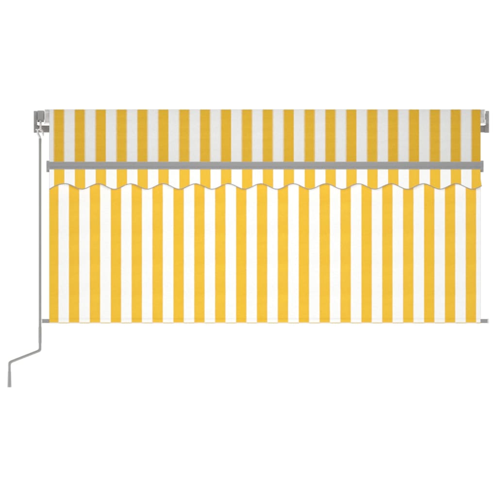 Copertină retractabilă manual cu stor, galben&alb, 3,5x2,5 m