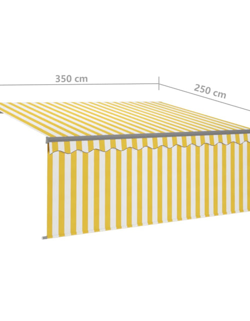 Загрузите изображение в средство просмотра галереи, Copertină retractabilă manual cu stor, galben&amp;alb, 3,5x2,5 m
