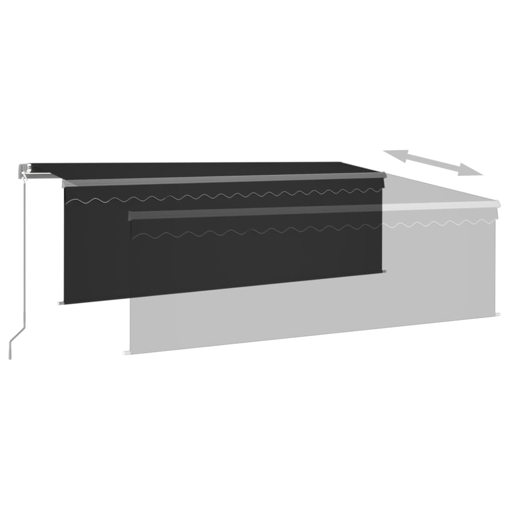 Copertină retractabilă manual cu stor & LED, antracit, 4x3 m