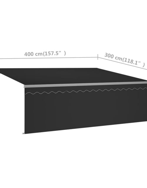 Încărcați imaginea în vizualizatorul Galerie, Copertină retractabilă manual cu stor &amp; LED, antracit, 4x3 m
