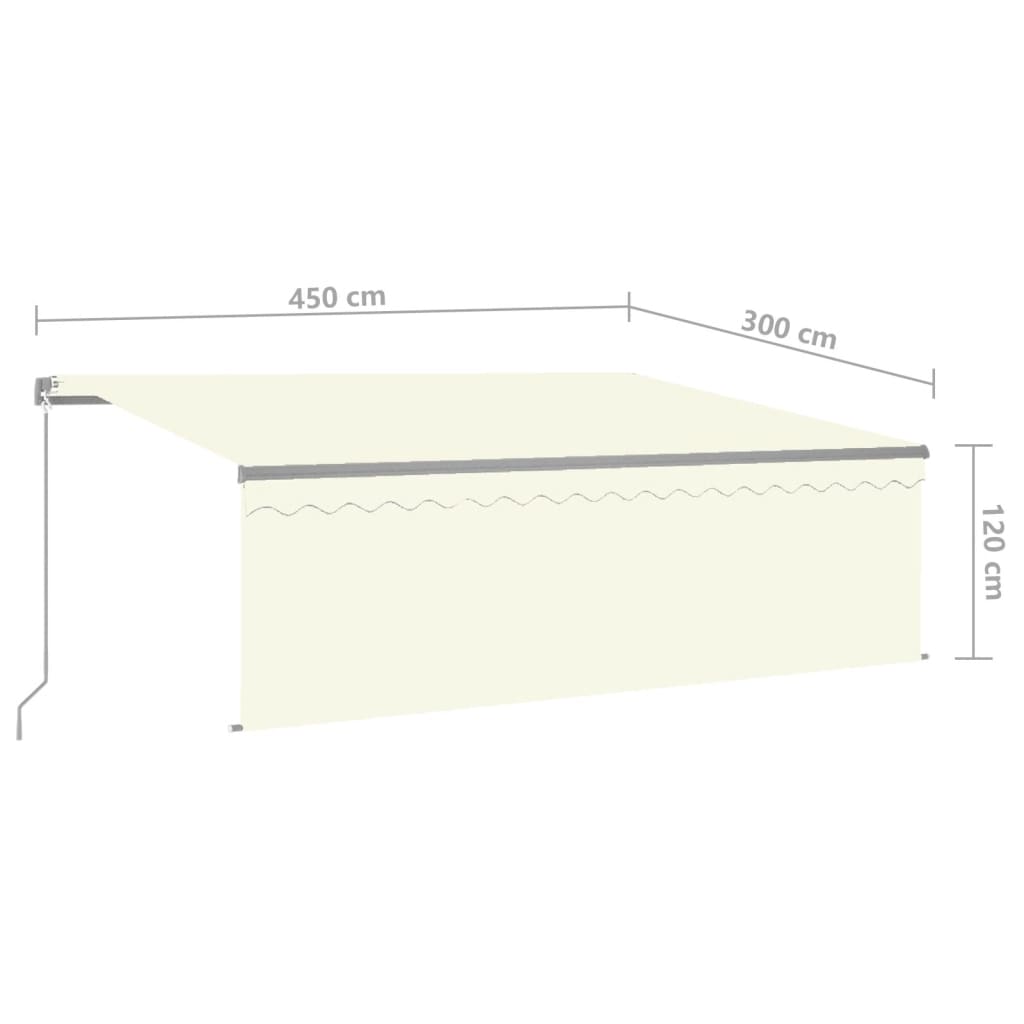 Copertină retractabilă manual cu stor, crem, 4,5x3 m