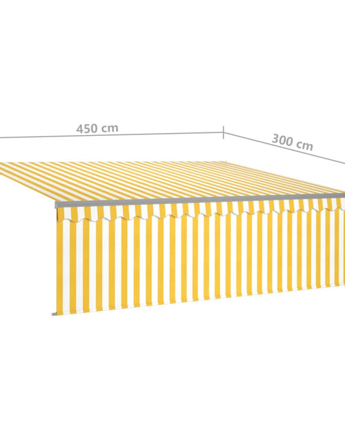 Încărcați imaginea în vizualizatorul Galerie, Copertină retractabilă manual cu stor, galben&amp;alb, 4,5x3 m
