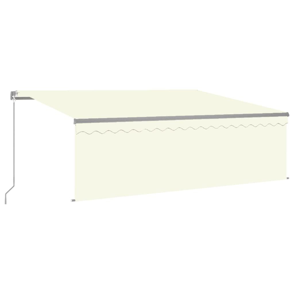 Copertină retractabilă manual cu stor&LED, crem, 4,5x3 m