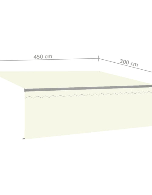 Încărcați imaginea în vizualizatorul Galerie, Copertină retractabilă manual cu stor&amp;LED, crem, 4,5x3 m
