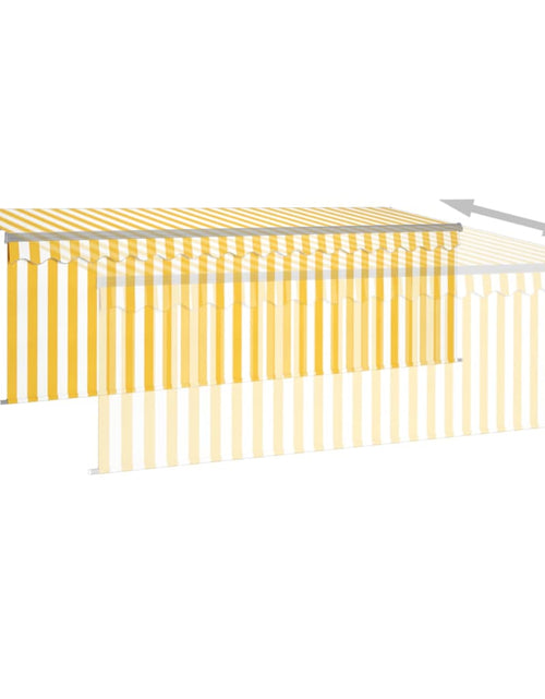 Загрузите изображение в средство просмотра галереи, Copertină retractabilă automat cu stor, galben&amp;alb, 4,5x3 m
