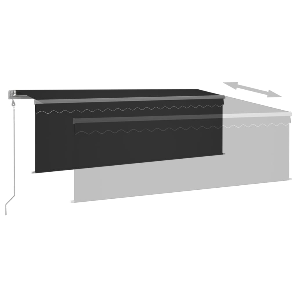 Copertină retractabilă automat cu stor, antracit, 4,5x3 m